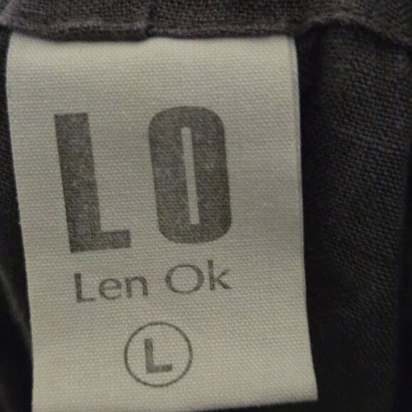 Len Ok Brown 100% Linen Wide Leg Raw Hem Cropped Pants Lagonlook Size L - Picture 5 of 6